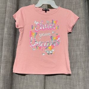 Just 2 Cute Girls Pink Iridescent Butterfly Tee